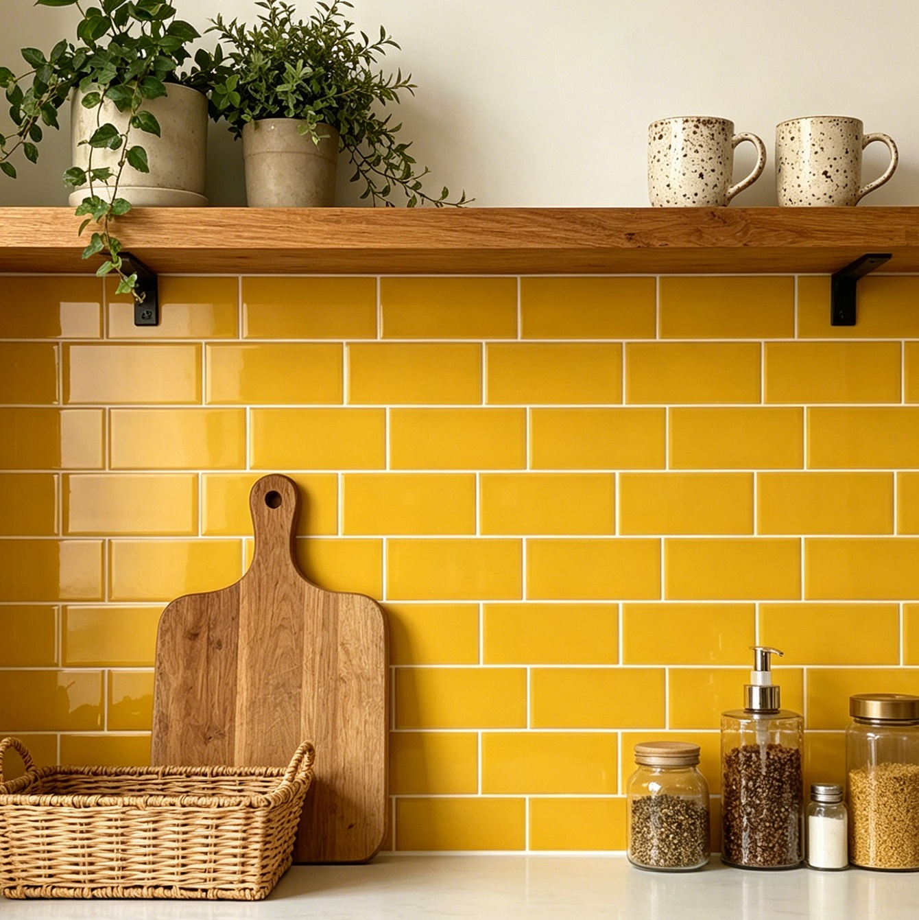 Commercial Kitchen Wall Panels - 5/10/20 Piezas de Azulejos Autoadhesivos Amarillos
