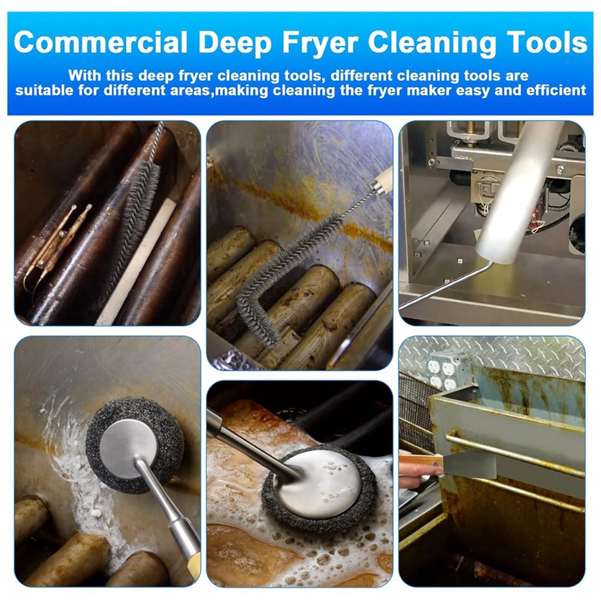 Commercial Kitchen Deep Cleaning - Herramientas de Limpieza para Freidoras Comerciales,
