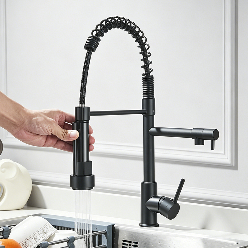 Commercial Kitchen Mixer Tap - Grifo de Cocina Negro Rozin con