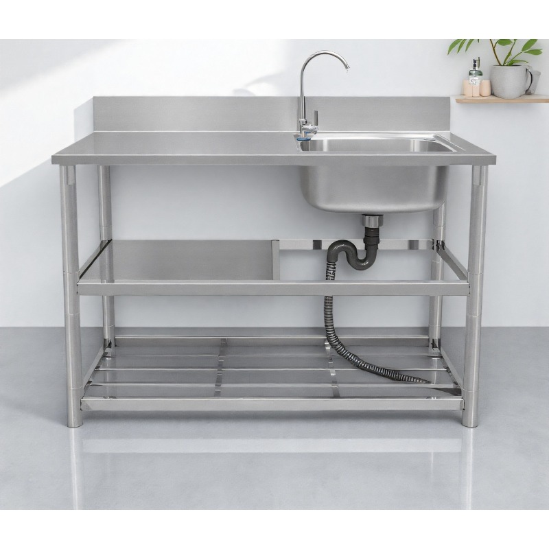 Commercial Kitchen Worktops - Fregadero independiente de acero inoxidable con