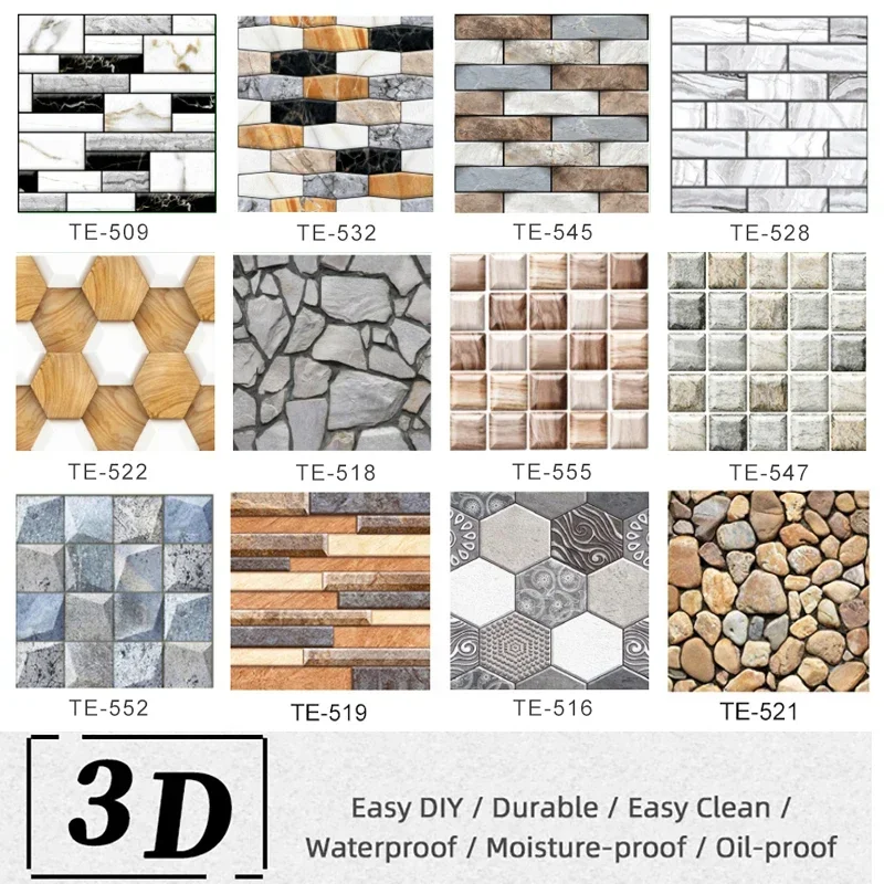 Commercial Kitchen Wall Panels - 10 Uds. Adhesivo de pared impermeable