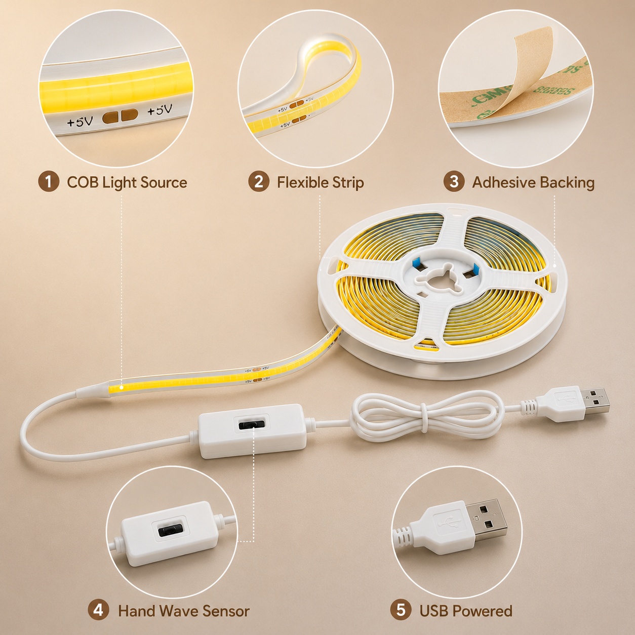 Tira de luces LED COB con sens - Commercial Kitchen Cabinet reseña y precio