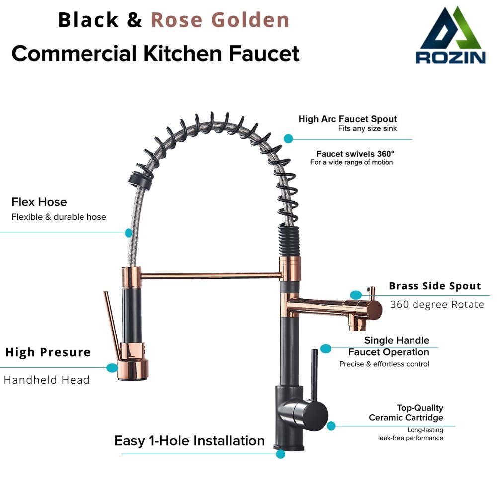 Grifo de Cocina Negro Rozin co - Commercial Kitchen Mixer Tap reseña y precio